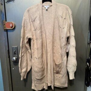 Pointelle Open Front Cardigan Sweater with pockets!